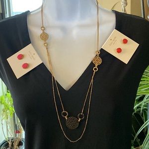 Kate Spade Jewelry Set with Necklace and 2 pairs Earrings, New